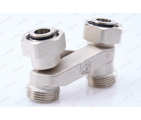 Узел (кран-бинокль) Х-образный для подключения радиатора TIM