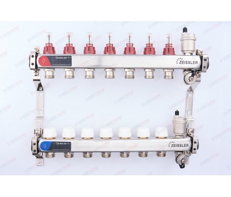 Коллектор с расходомерами и воздухоотводчиком нержавеющая сталь 1