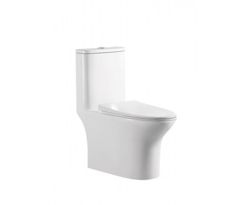 Унитаз-монолит SM9614, безободковый ДП с гофрой и подводкой Eva Gold