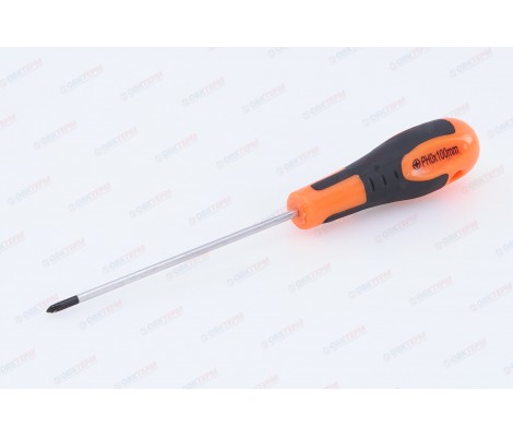 Отвертка крестовая Мастер №0 100мм CrV с двухкомпонентной ручкой Santool