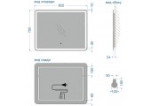 Зеркало 70*80 LED подсветкой 4000К 9,6 Вт/м с сенсорным выключателем, универсал крепление 348ску КЗСК Зеркало 70*80 LED подсветкой 4000К 9,6 Вт/м с сенсорным выключателем, универсал крепление 348ску КЗСК