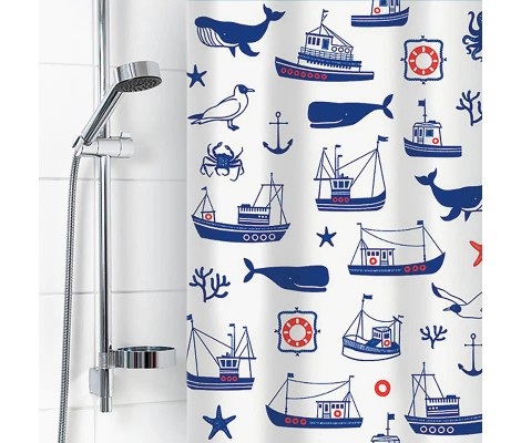 Штора для ванной из полиэтилена Гавань белая 180x180 Vilina