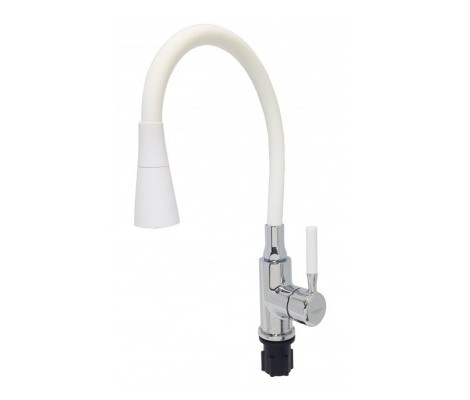 Смеситель для кухни LR4199-3 c силиконовым изливом белый+хром Zerix