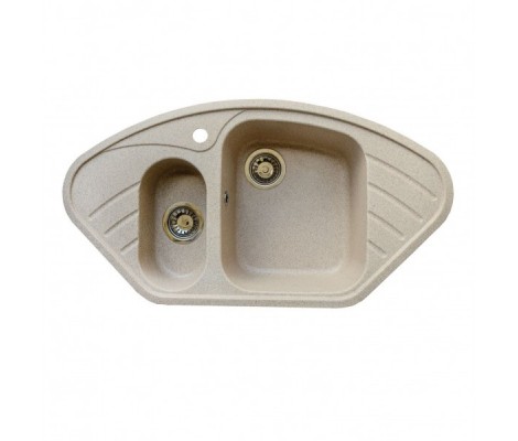 Мойка керамогранитная 32 угловая двухсекционная бежевая матовая Granmill Мойка керамогранитная 32 угловая двухсекционная бежевая матовая Granmill
