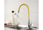 Смеситель для кухни LR4898-4 c силиконовым изливом желтый Zerix