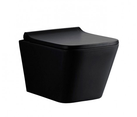 Унитаз подвесной 5171 МВ матовый чёрный, безободковый, крышка дюроп,горизонт выпуск CeramaLux