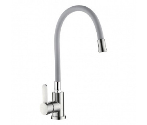 Смеситель для кухни LR74004-9 с силиконовым изливом &Oslash;35 серый Zerix