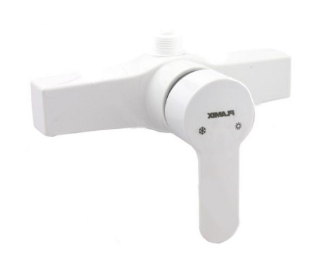 Смеситель д/душ.кабины, PLAMIX Mario-003 SET WHITE (со шлангом, лейкой и кронштейном) (30шт/ящ)