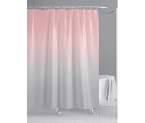Шторка для ванной SCT-005-180x180 из полиэстера узор розово-серый Zerix