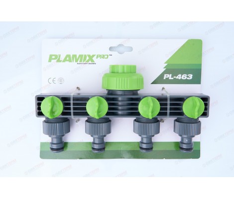 Планка адаптер распределительная с 4-мя запорными кранами ABS PL-463 PLAMIX