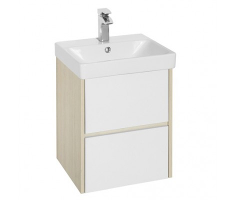 Тумба подвесная 55, Сканди 55 Белый/Дуб Верона под умывальник Адриана 55 Aquaton