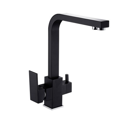 Смеситель для кухни F43802-6 черный с подключением фильтра Frap