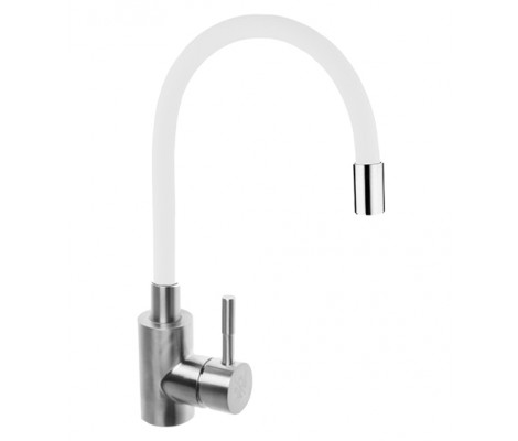 Смеситель для кухни SUS 011 Reflector Ø40 с силиконовым изливом SUS304 белый Mixxus Смеситель для кухни SUS 011 Reflector Ø40 с силиконовым изливом SUS304 белый Mixxus