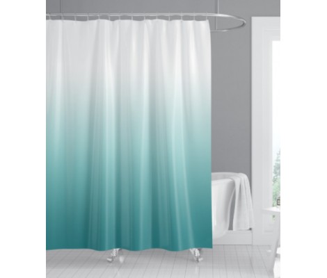 Шторка для ванной SCT-009-180x180 из полиэстера Узор бело-зеленый Zerix