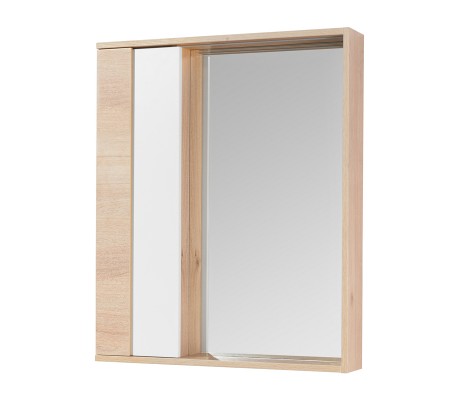 Зеркальный шкаф 75, Бостон 75 Белый глянец/Дуб эврика Aquaton