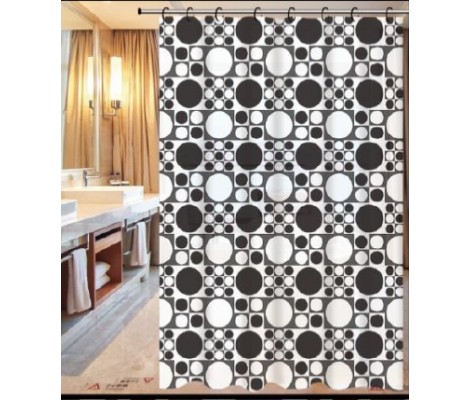 Штора для ванной из полиэтилена (Узор черно-белый) ZERIX SCP-005-180x180
