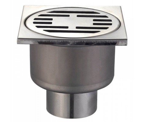 Душевой трап из нержавеющей стали Drain-01-10x10-180 прямой отвод 100x100мм Mixxus  