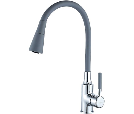 Смеситель для кухни LR4199-9 c силиконовым изливом серый+хром Zerix